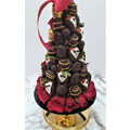 30cm Gold Tuxedo with Red Rose Strawberry Tower (Medium)